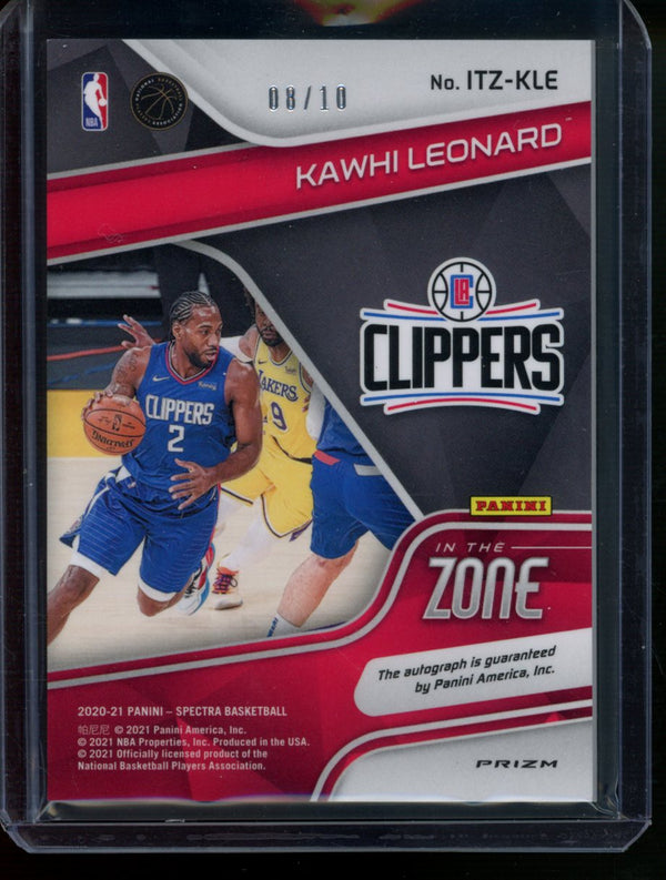 Kawhi Leonard 2020-21 Panini Spectra In The Zone Auto Hyper Prizm 08/10