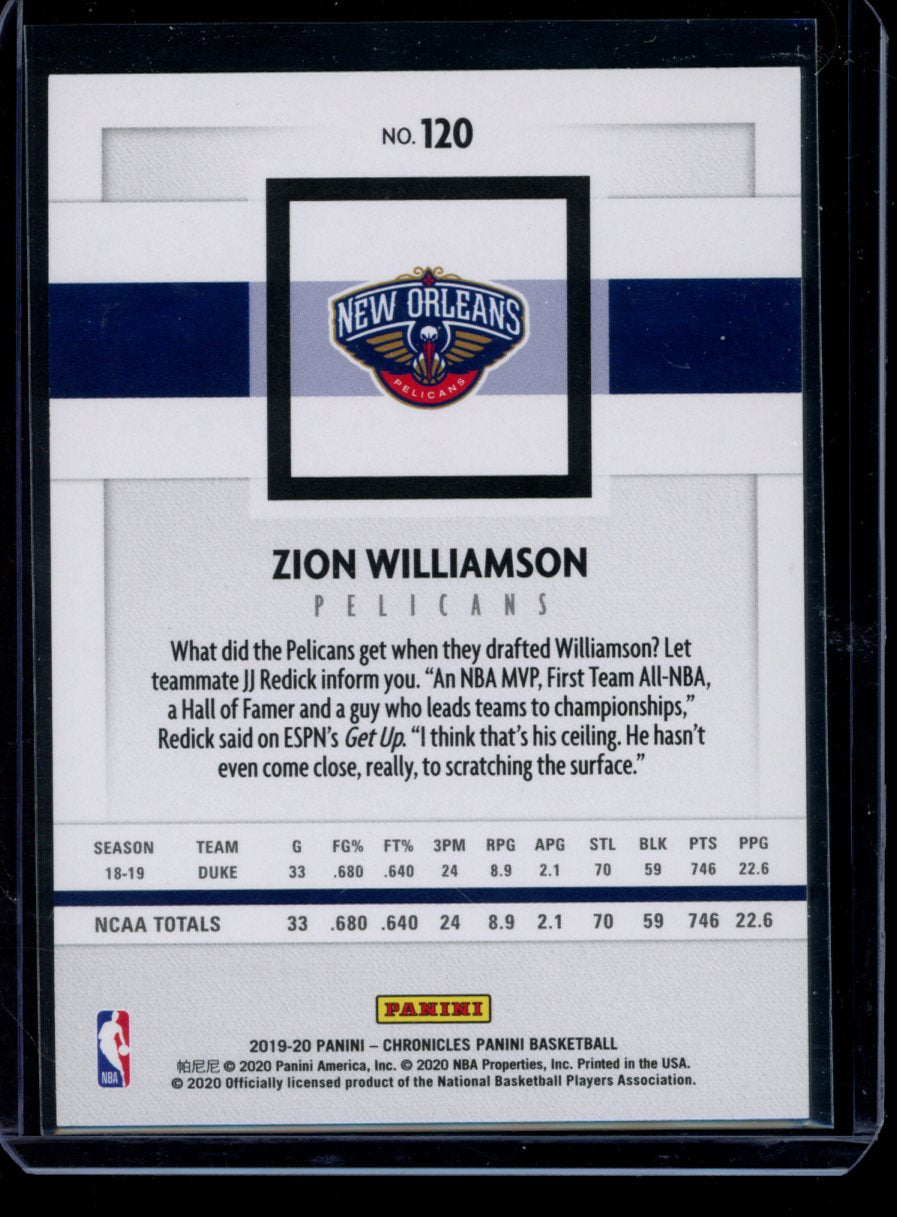 Zion Williamson 2019-20 Panini Chronicles RC