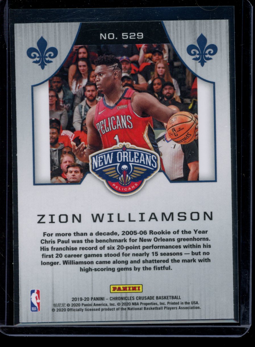 Zion Williamson 2019-20 Panini Chronicles Crusade RC