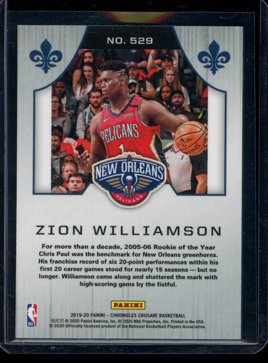 Zion Williamson 2019-20 Panini Chronicles Crusade RC