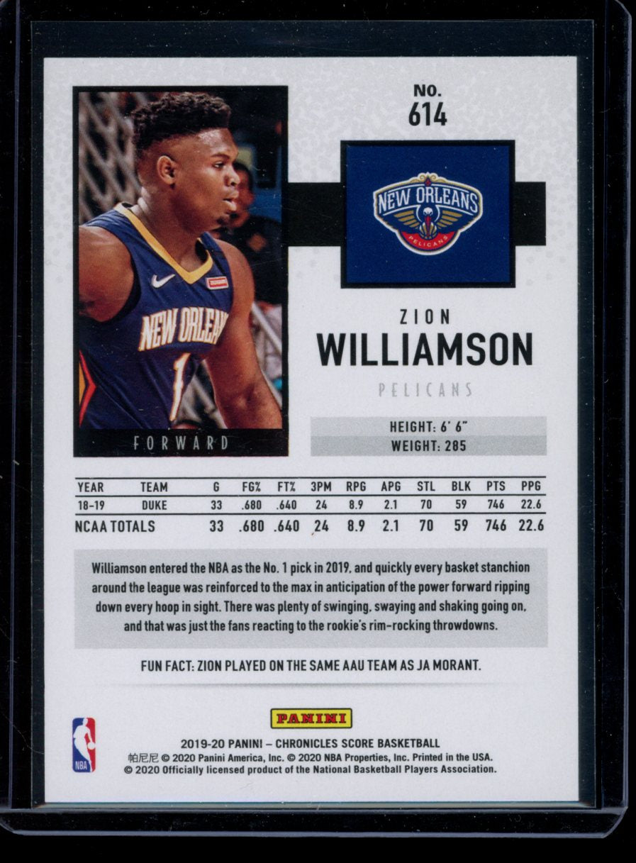 Zion Williamson 2019-20 Panini Chronicles Score RC