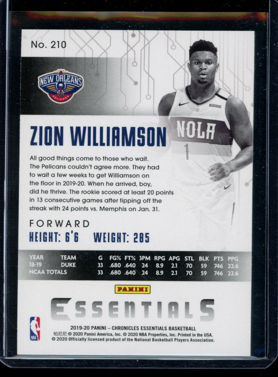 Zion Williamson 2019-20 Panini Chronicles Essentials RC