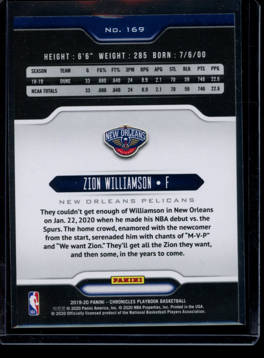 Zion Williamson 2019-20 Panini Chronicles Playbook RC