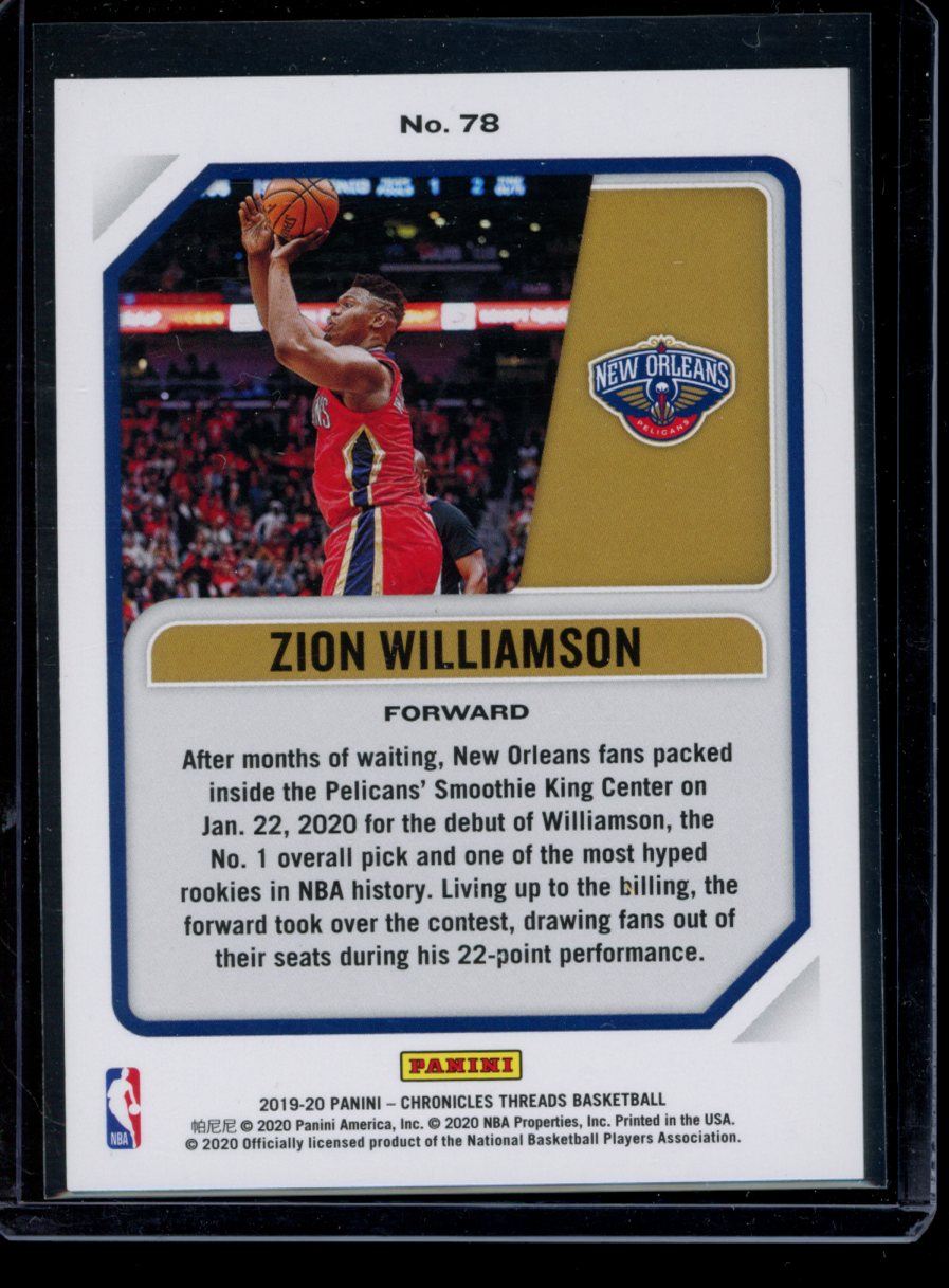 Zion Williamson 2019-20 Panini Chronicles Threads RC