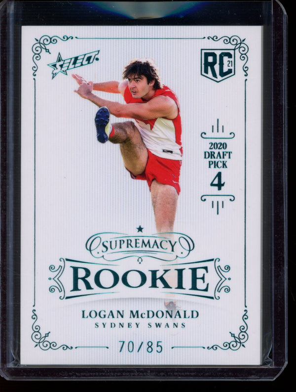 Logan Mcdonald 2021 Select Supremacy Platinum Rookie RC 70/85