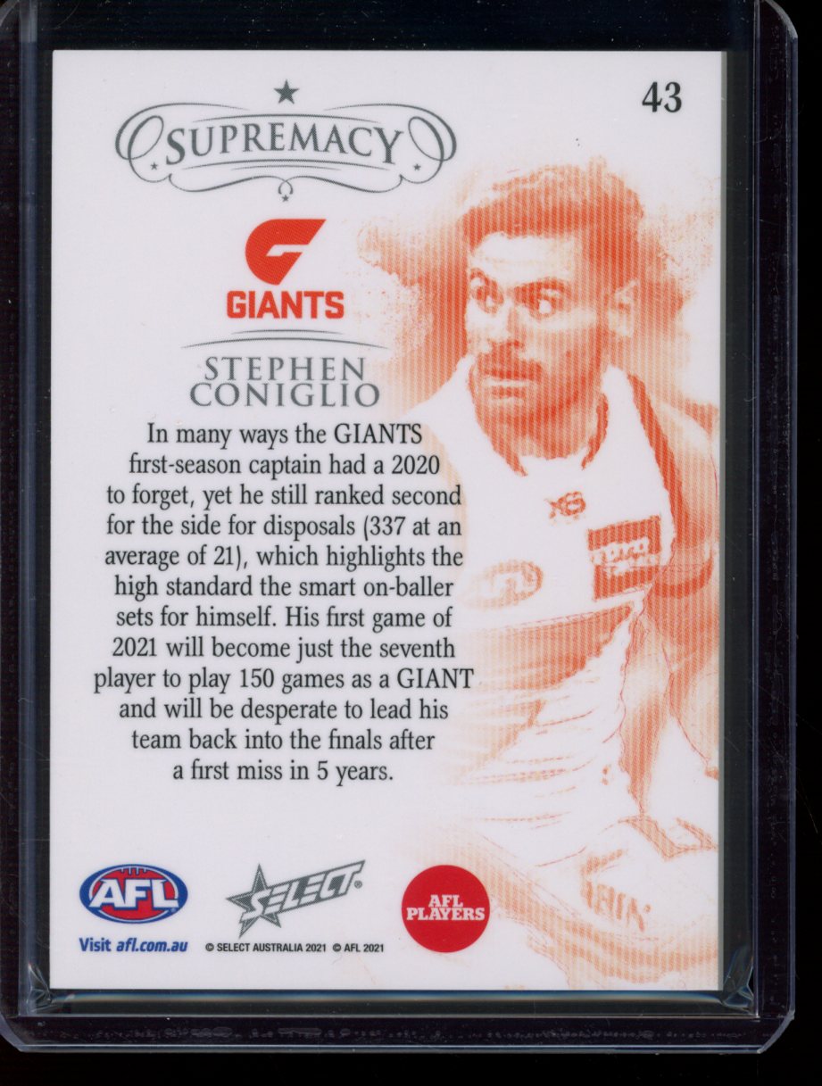 Stephen Coniglio 2021 Select Supremacy Silver Parallel Base 70/135