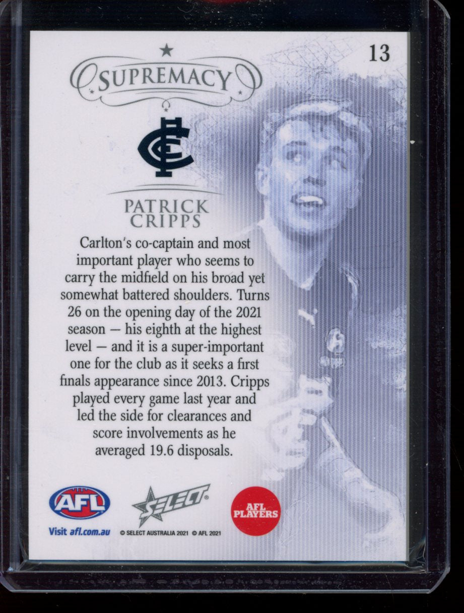 Patrick Cripps 2021 Select Supremacy Silver Parallel Base 68/135