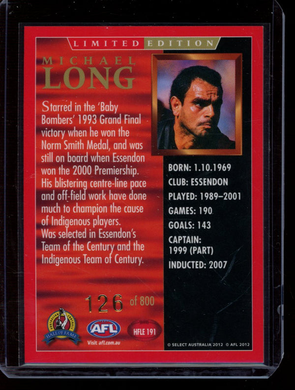 Michael Long 2012 AFL Eternity Hall Of Fame - Limited Edition 126/800