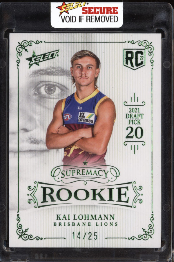 Kai Lohmann 2022 Select Supremacy Rookies RPG20 Platinum Green RC 14/25