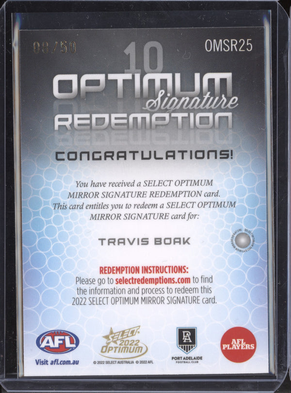 Travis Boak 2022 Select Optimum Optimum Signature Redemption Low 08/50