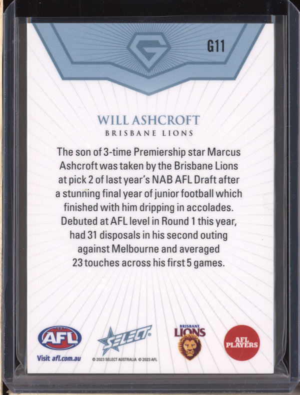 Will Ashcroft 2023 Select Gem G11 Base Brisbane RC 27/90