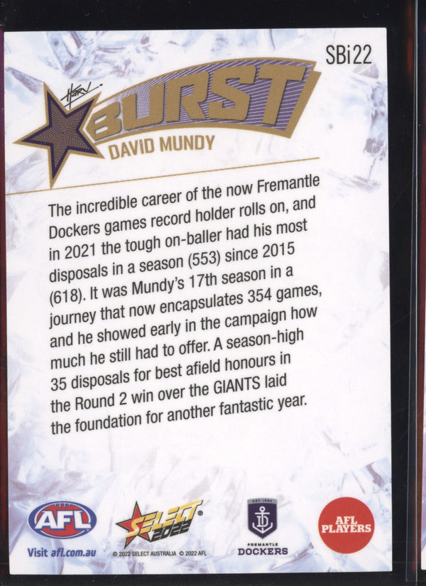 David Mundy 2022 AFL - Select Footy Stars Starburst Ice