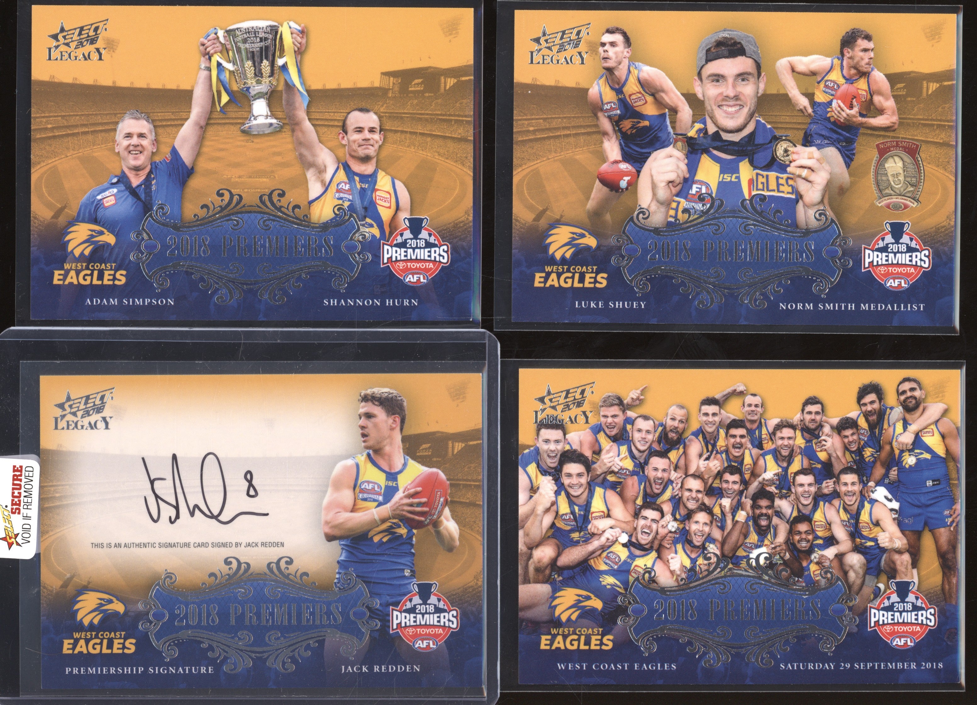 West Coast Premiership Redemption Silver 2018 Select Legacy Jack Redden Signature 16/180