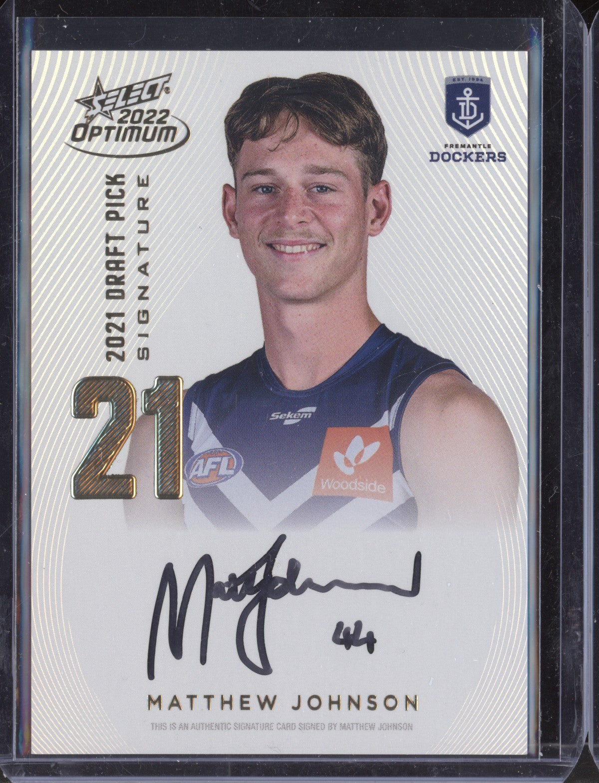 Matthew Johnson 2022 Select Optimum DPSG21 Draft Pick Signature Gold RC 38/85