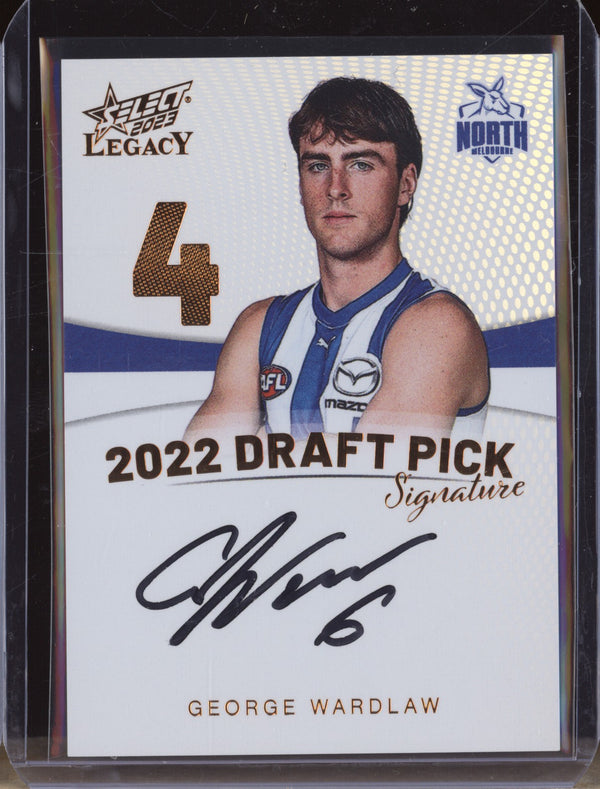 George Wardlaw 2023 Select Legacy AFL DPSC4 Draft Pick Signature Copper RC 27/175