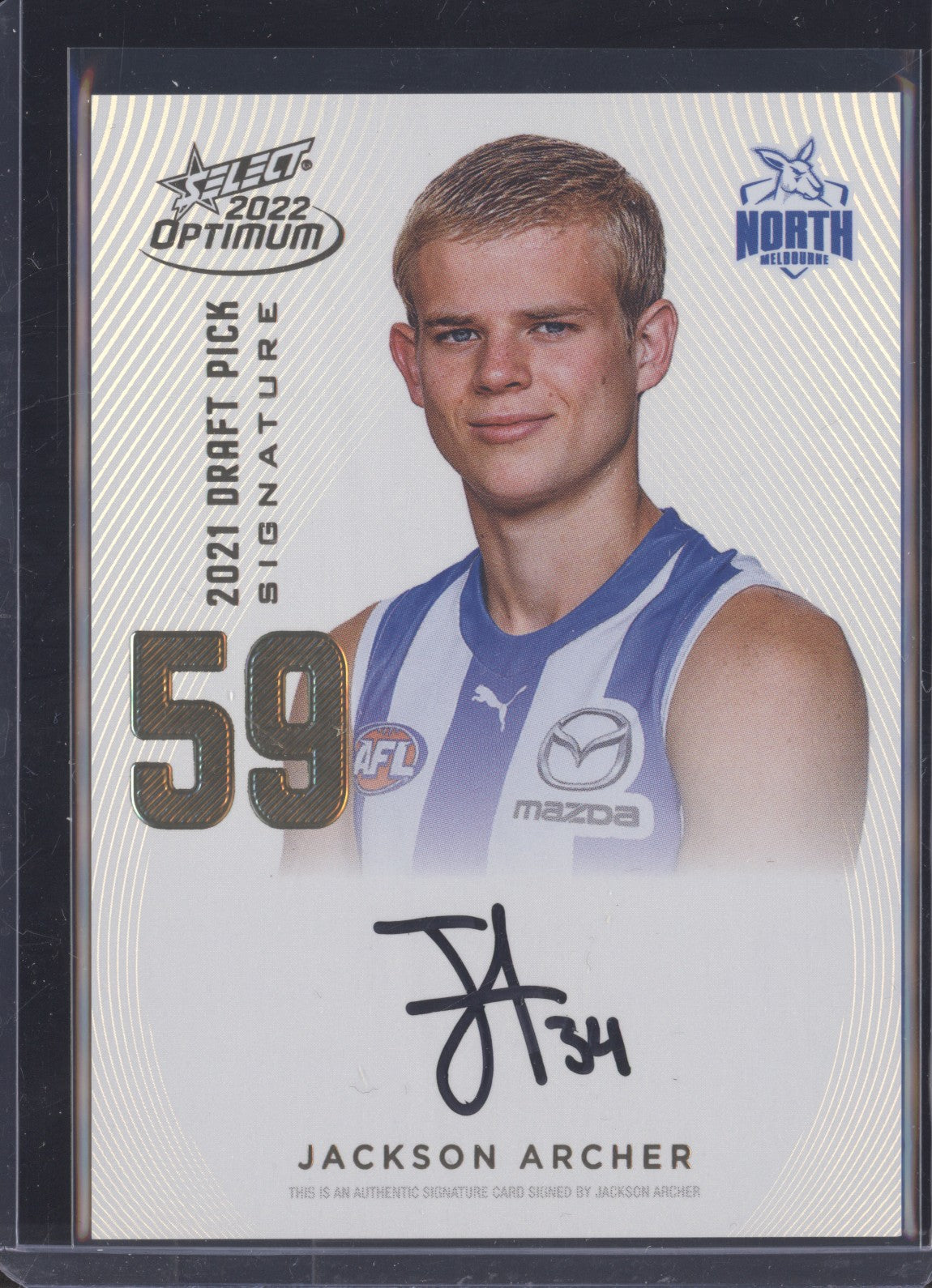 Jackson Archer 2022 Select Optimum DPSG59 Draft Pick Signature Gold RC 74/85