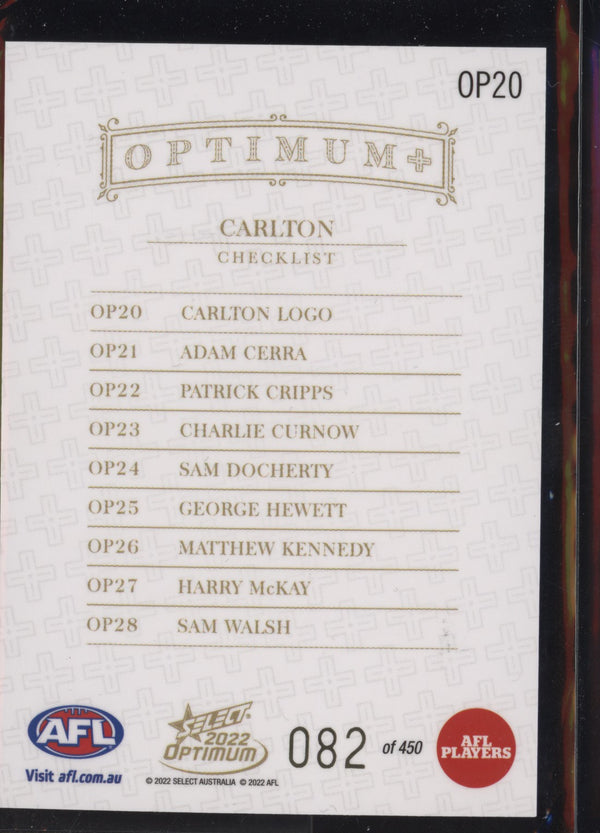 Carlton 2022 Select Optimum OP20 Team Logo Optimum Plus 82/450