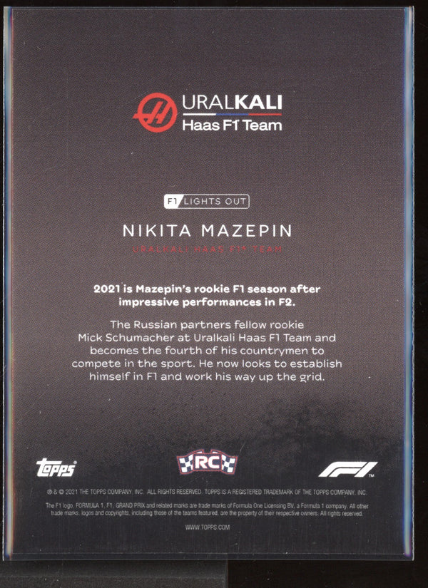Nikita Mazepin 2021 Topps Lights Out Formula One RC