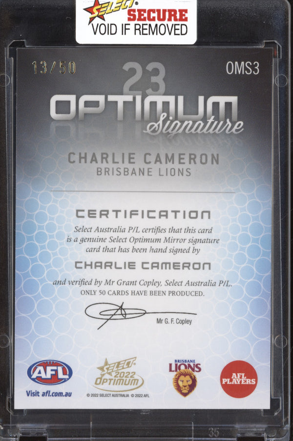 Charlie Cameron 2022 Select Optimum OMS3 Signature 13/50