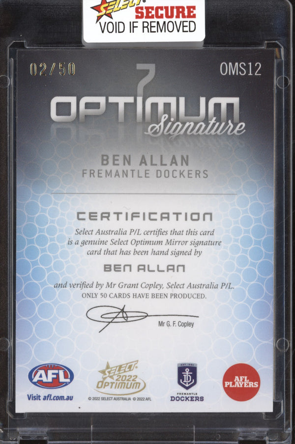 Ben Allan 2022 Select Optimum OMS12 Signature 2/50