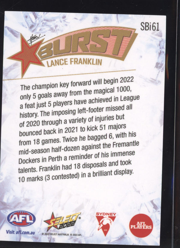 Lance Franklin 2022 AFL - Select Footy Stars Starburst Ice