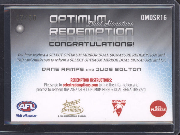 Dane Rampe Jude Bolton 2022 Select Optimum OMDSR16 Optimum Dual Signature Redemption 43/50