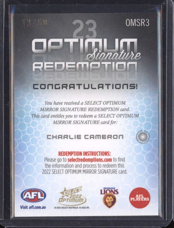 Charlie Cameron 2022 Select Optimum OMSR3 Optimum Signature Redemption 13/50