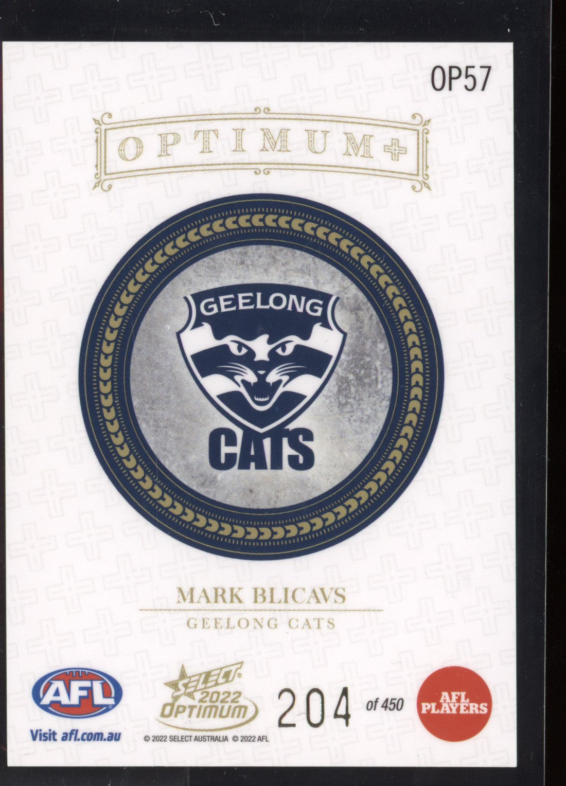 Mark Blicavs 2022 Select Optimum OP57 Optimum Plus 204/450