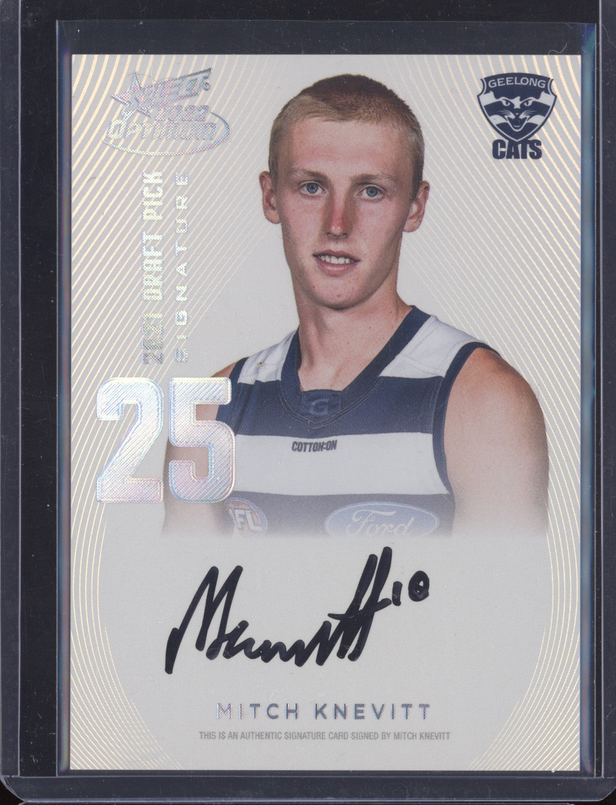 Mitch Knevitt 2022 Select Optimum DPSP25 Draft Pick Signature Platinum RC 27/40