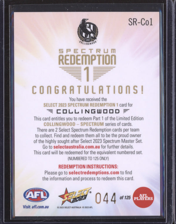 Collingwood 2023 Select Footy Stars SR-CO1 Spectrum 1 Redemption 44/125