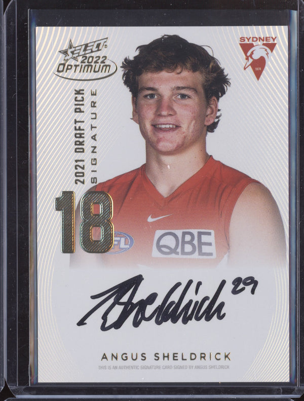 Angus Sheldrick 2022 Select Optimum DPSG18 Draft Pick Signature Gold RC 45/85