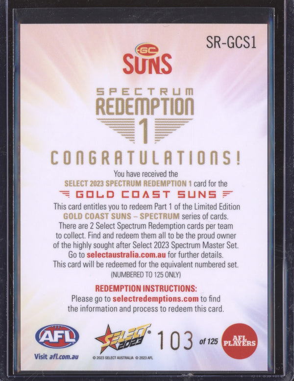 Gold Coast 2023 Select Footy Stars SR-GCS1 Spectrum 1 Redemption 103/125