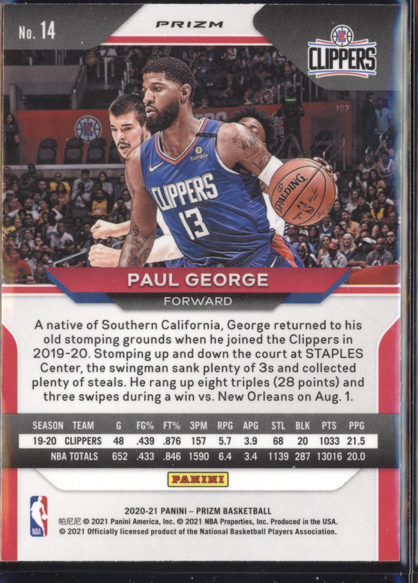 Paul George 2020/21 Panini Prizm Blue Wave