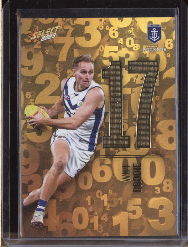 Will Brodie 2023 Select Footy Stars N66 Numbers Gold 174/255