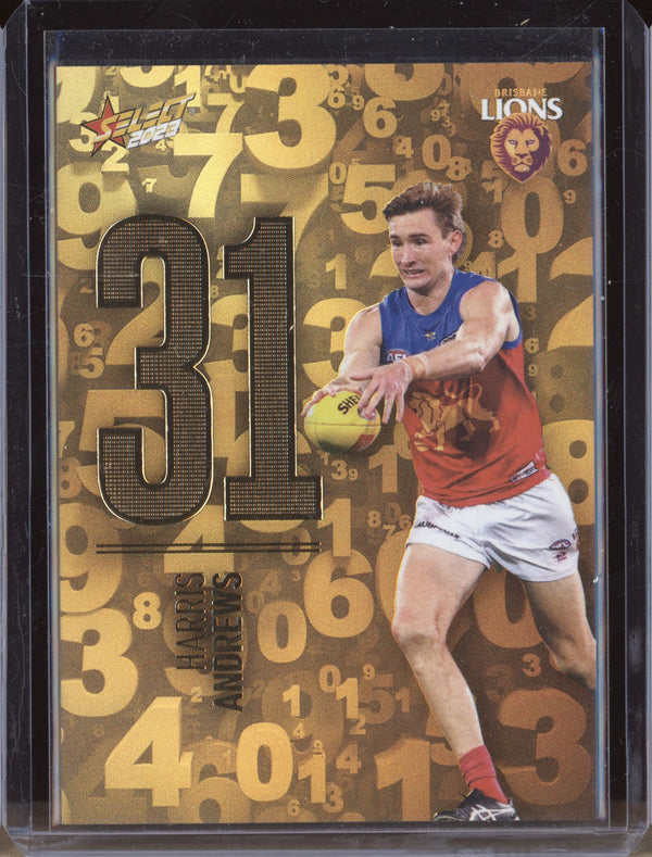 Harris Andrews 2023 Select Footy Stars N21 Numbers Gold 176/255