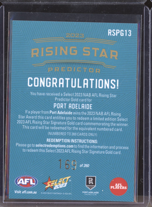 Port Adelaide 2023 Select Footy Stars RSPG13 Rising Star Predictor Gold 169/260