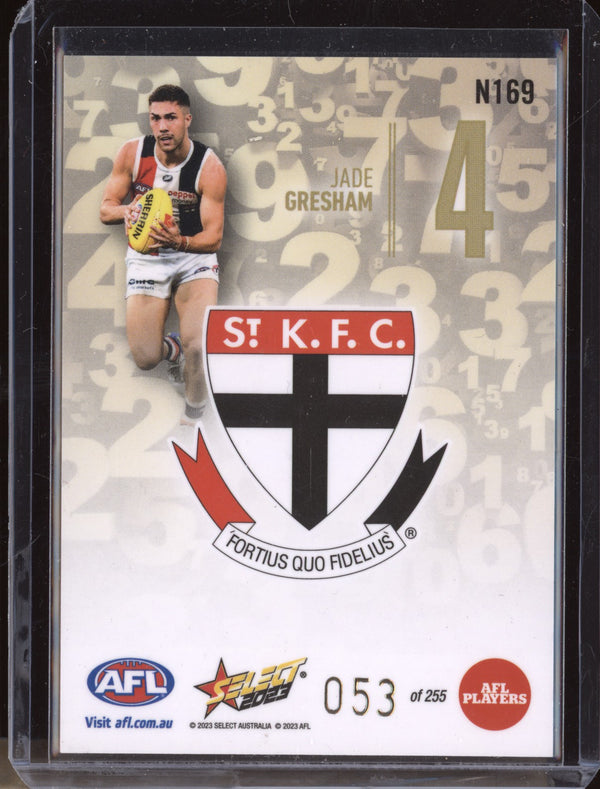 Jade Gresham 2023 Select Footy Stars N169 Numbers Gold 53/255