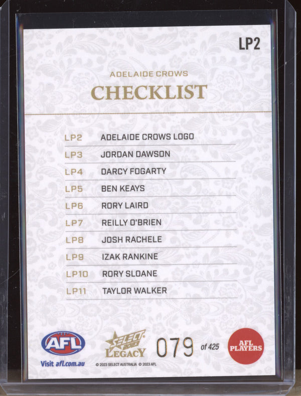 Adelaide Crows Logo Checklist 2023 Select Legacy AFL LP2 Legacy Plus 79/425