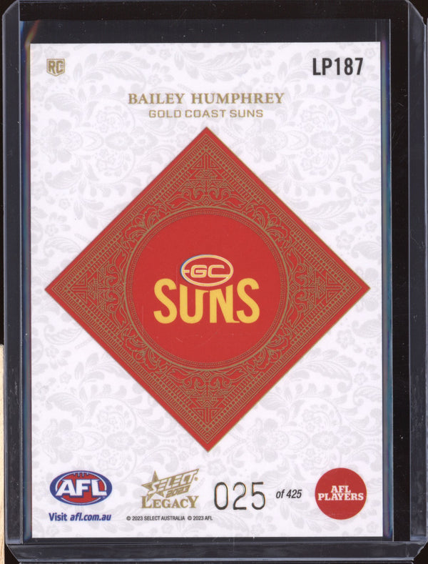 Bailey Humphrey 2023 Select Legacy AFL LP187 Legacy Plus RC 25/425