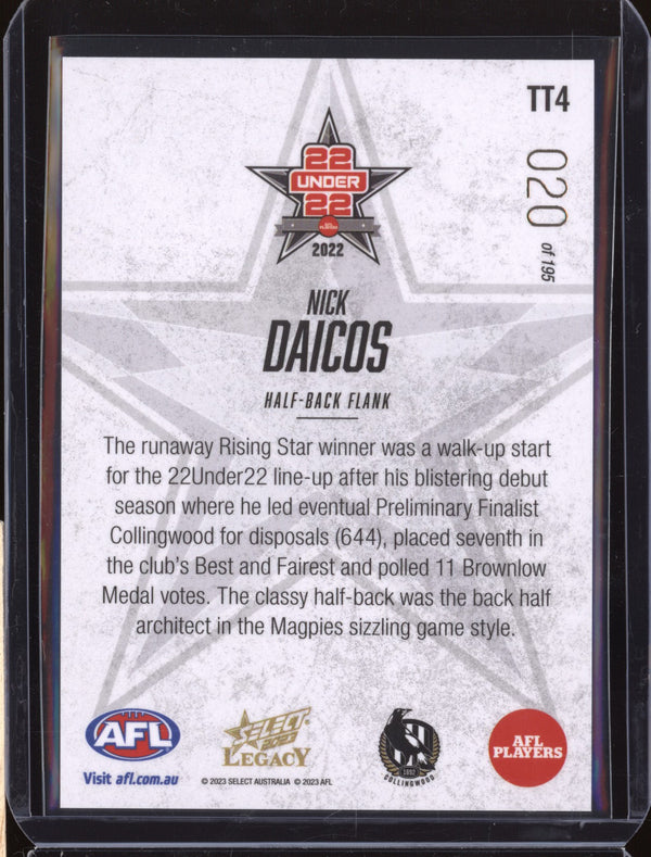 Nick Daicos 2023 Select Legacy AFL TT4 22 Under 22 20/195