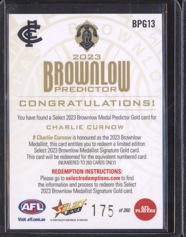 Charlie Curnow 2023 Select Footy Stars BPG13 Brownlow Predictor Gold 175/260