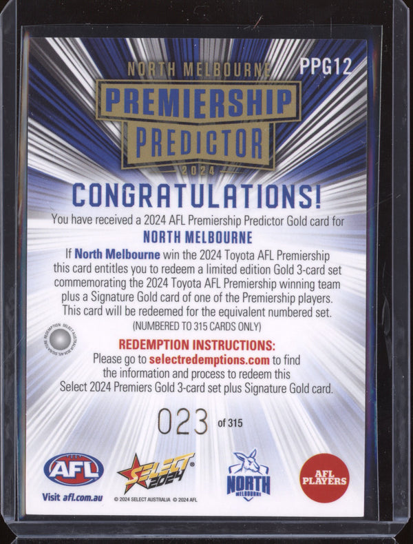 North Melbourne 2024 Select Footy Stars PPG12 Premiership Predictor Gold 23/315