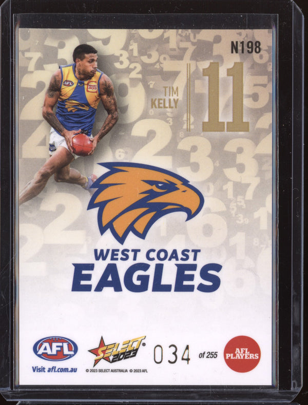 Tim Kelly 2023 Select Footy Stars N198 Numbers Gold 34/255