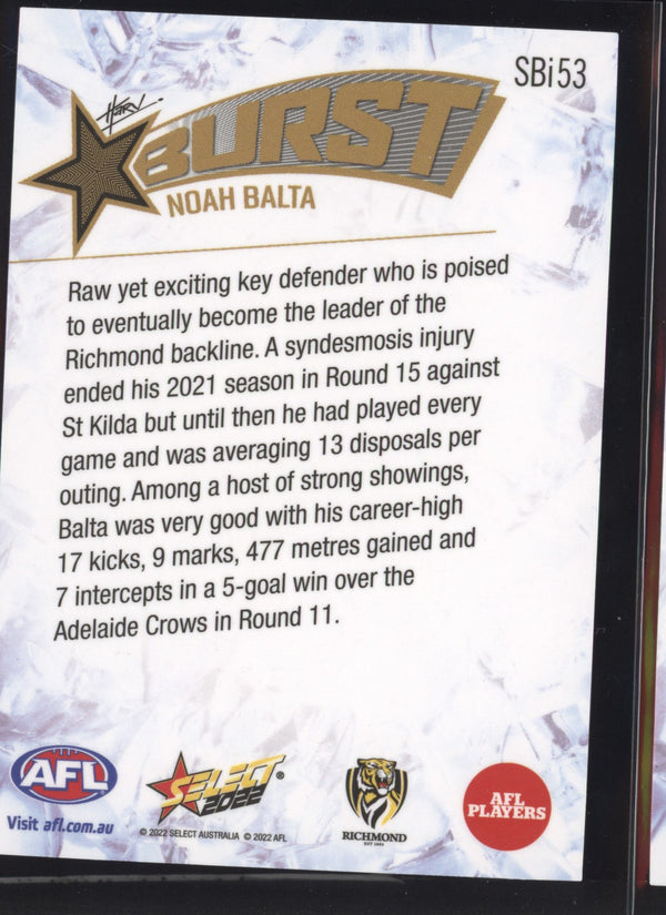 Noah Balta 2022 AFL - Select Footy Stars Starburst Ice