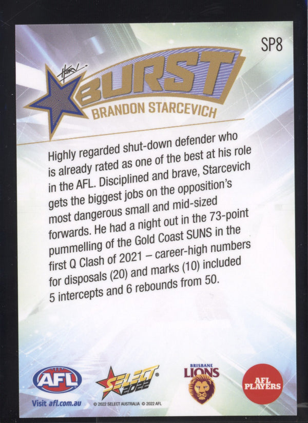 Brandon Starcevich 2022 AFL- Select Footy Stars Starburst Paint