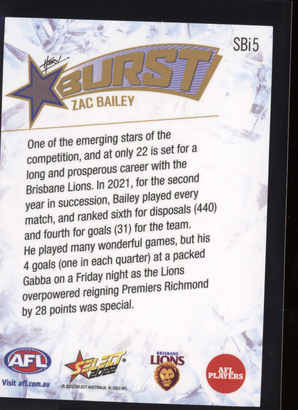 Zac Bailey 2022 AFL - Select Footy Stars Starburst Ice