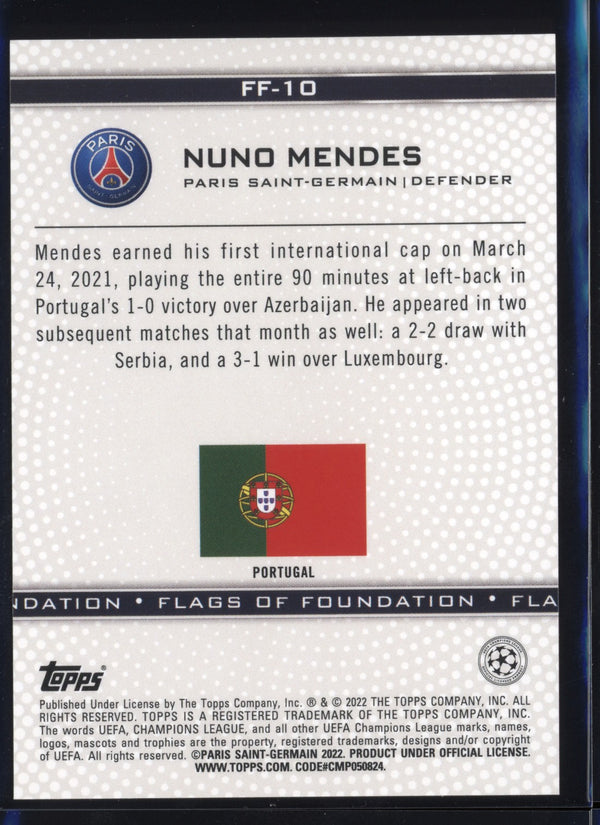 Nuno Mendez 2021/22 Topps UEFA Champions League Flags of Foundation