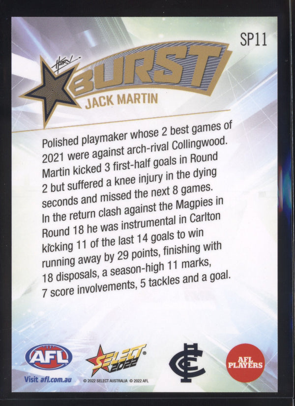 Jack Martin 2022 AFL- Select Footy Stars Starburst Paint