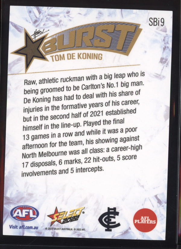 Tom De Koning 2022 AFL - Select Footy Stars Starburst Ice