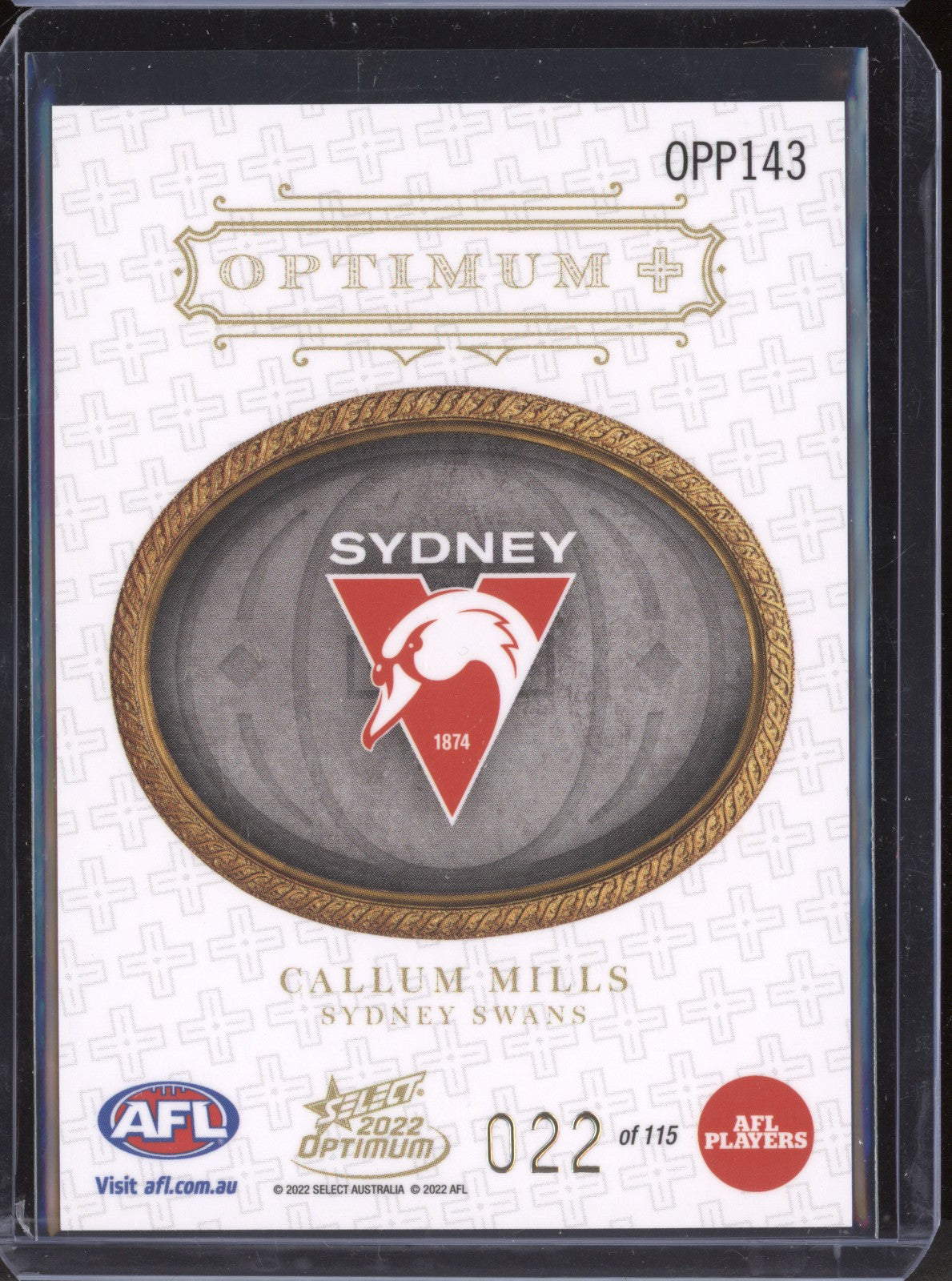 Callum Mills 2022 Select Optimum OPP143 Optimum Plus Parallel 22/115